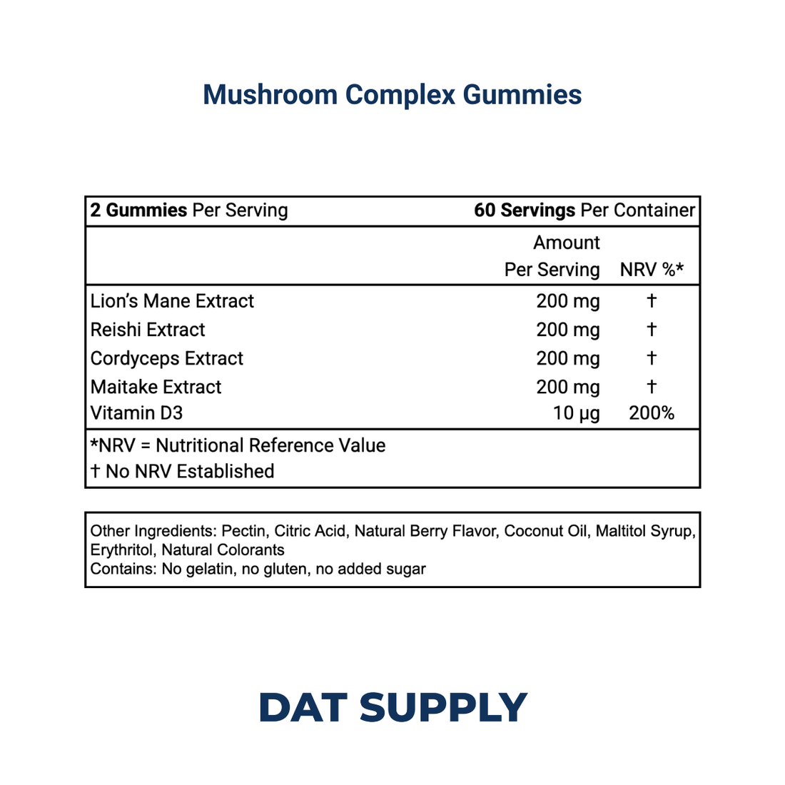 Mushroom Complex Gummies White Label Formula – 7 Mushroom Adaptogenic Blend | DAT Supply