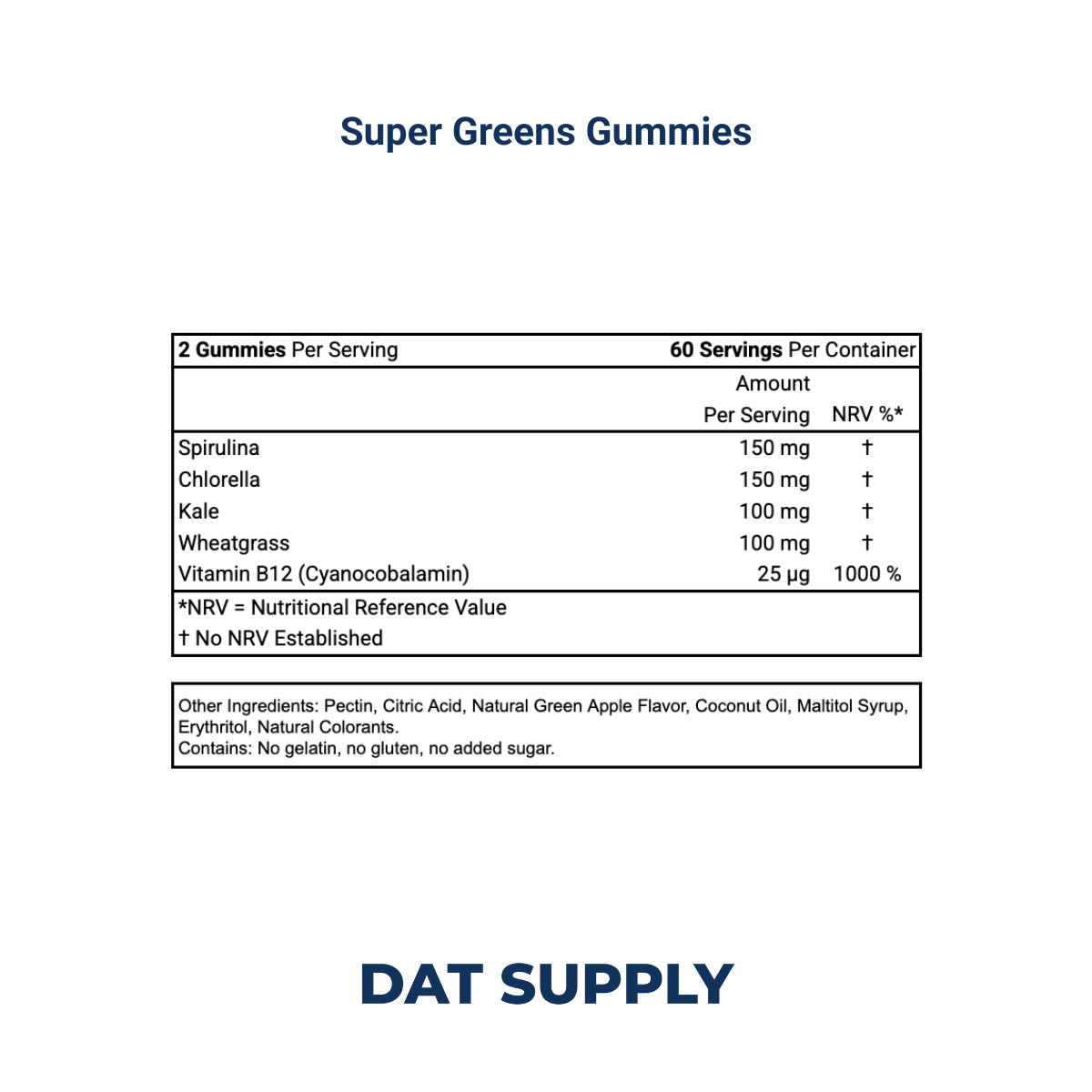 Super Greens Gummies White Label Formula – Spirulina, Chlorella & Antioxidants | DAT Supply